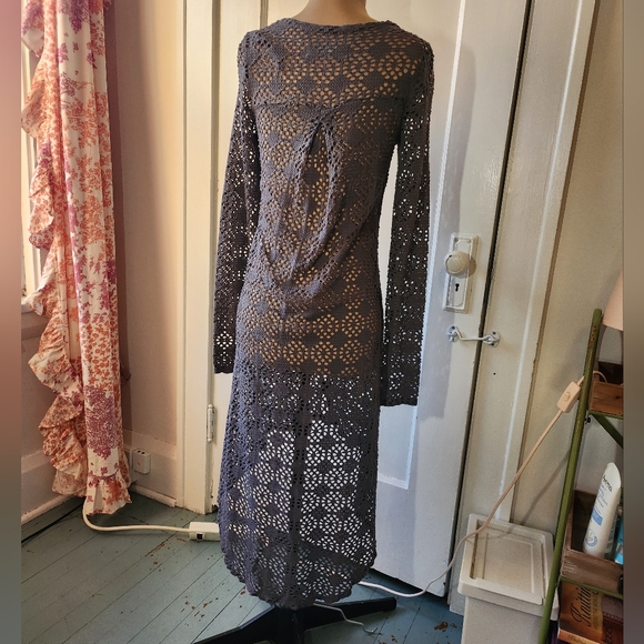 Free People Beach Love Song Crochet Duster Blue - Picture 5 of 11